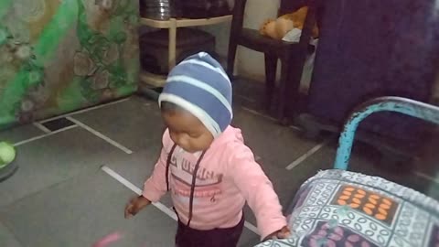 My cute baby girl Play in my house