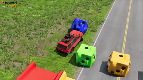 Flatbed Trailer Cars Transportation with Slide Color - Pothole vs Car vs Deep Water - BeamNG