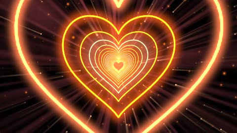 404. Heart Tunnel🧡Orange Heart Background Neon Heart Heart