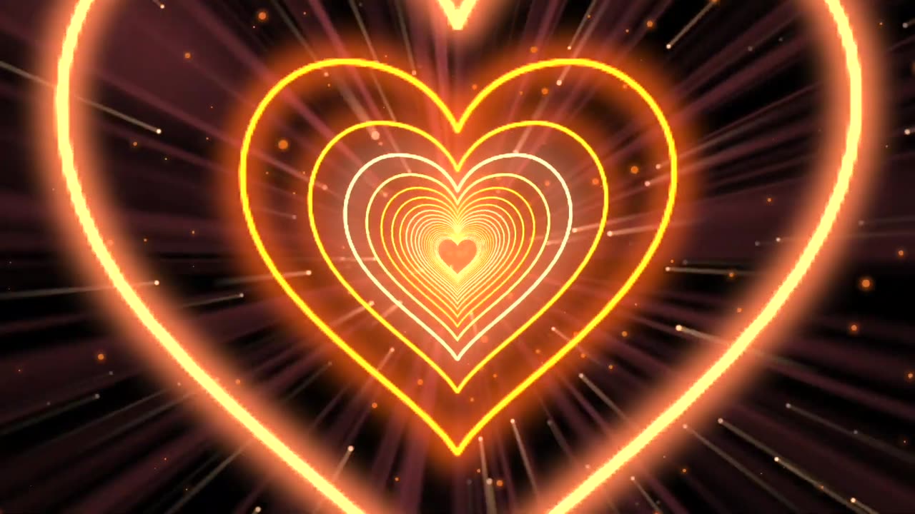 404. Heart Tunnel🧡Orange Heart Background Neon Heart Heart