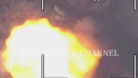 The Lancet UAV hitting a Ukrainian tank.