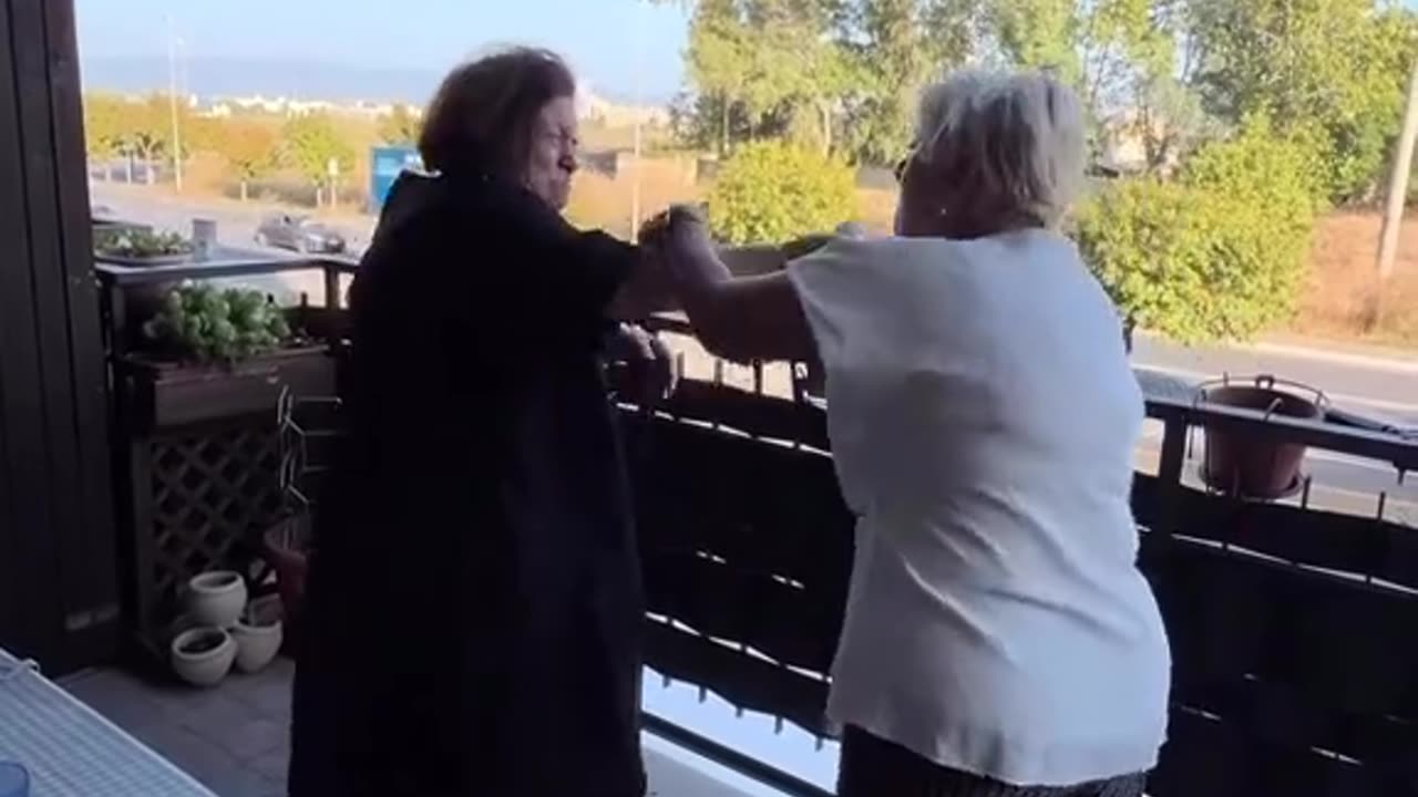 2 old ladies slap each other silly with tortilla wraps