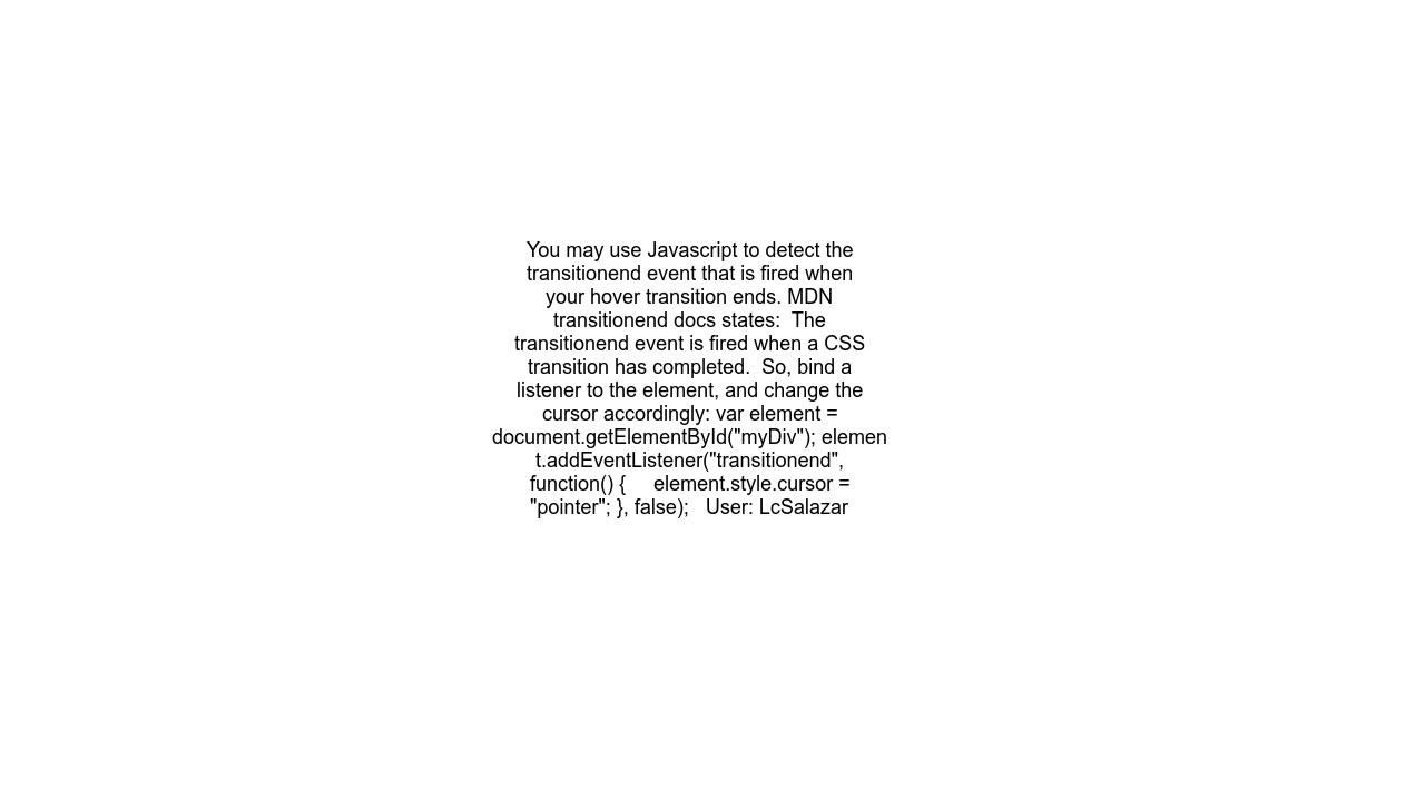 Can cursor change to pointer be delayed using CSS3 animation