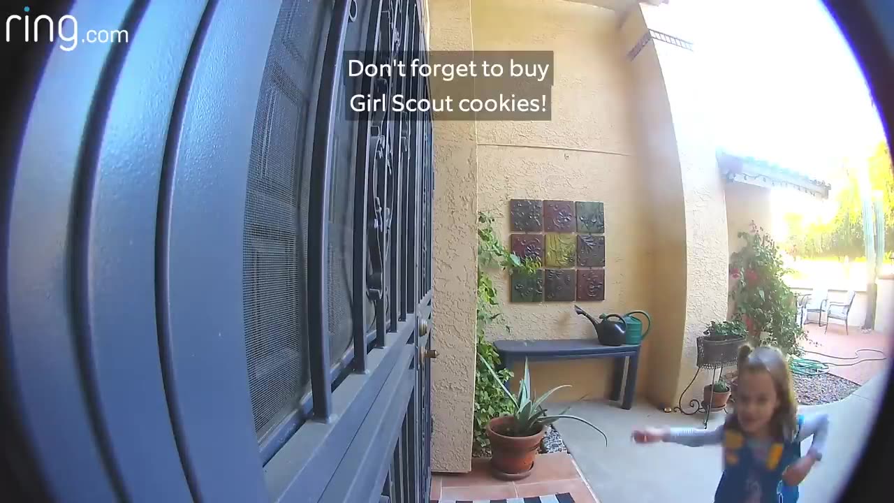 Little Girl Practices Her Girl Scout Cookie Sales Pitch Via Ring Video Doorbell Pro