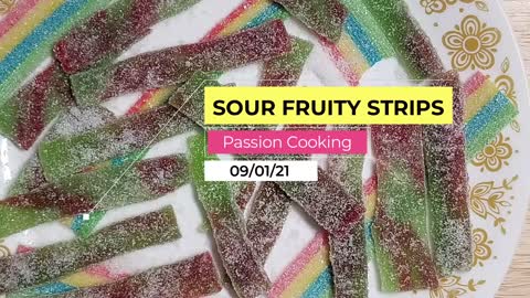 Sour Fruity Strips Candy- Sour Fruity Belts -Sour Gummy Strips Recipe by Passion Cooking