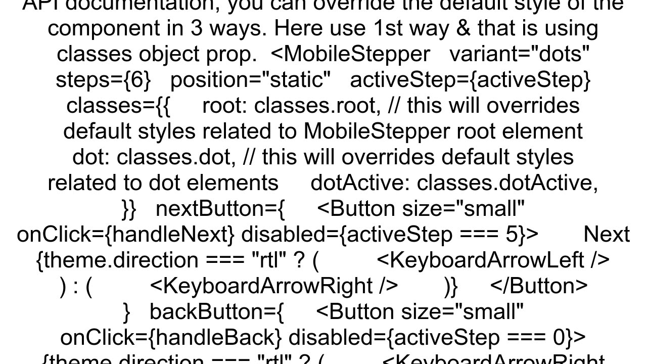 how do i change react mui mobilestpper dots color