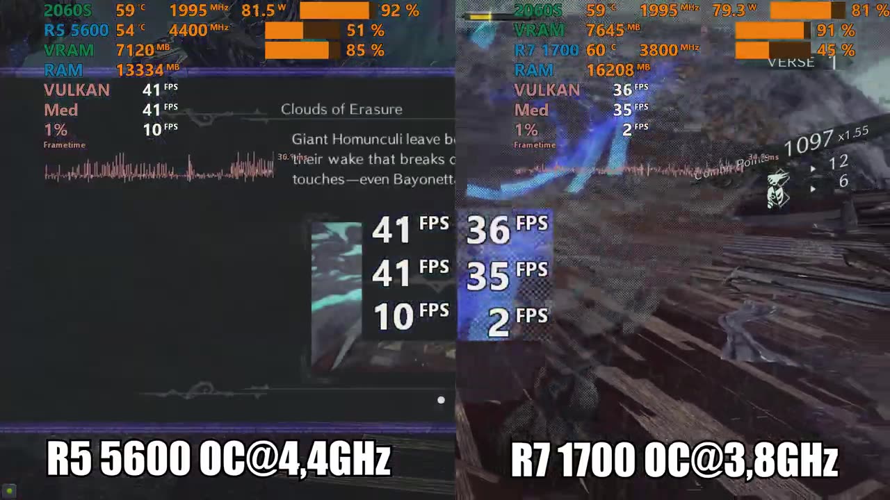 Ryzen 5 5600 vs Ryzen 7 1700 - Emulator Test - Bayonetta 3 Ryujinx