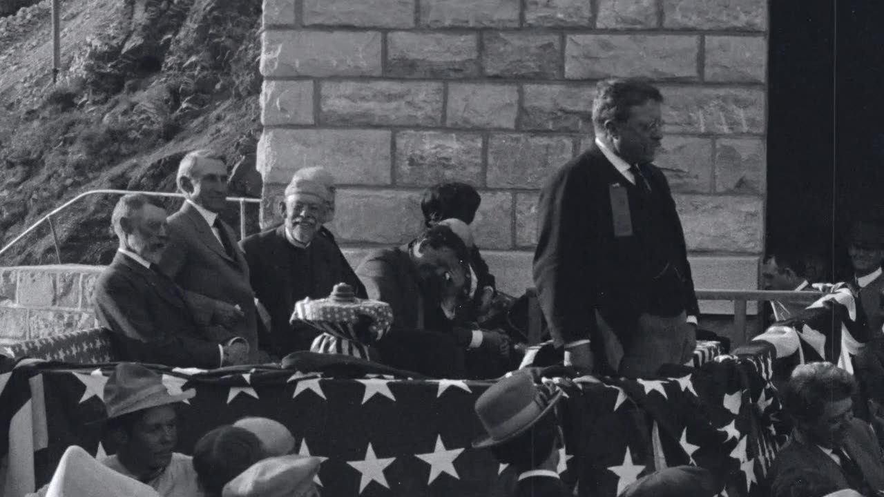 Theodore Roosevelt Speaking At The Dedication Of Roosevelt Dam (1911 Original Black & White Film)