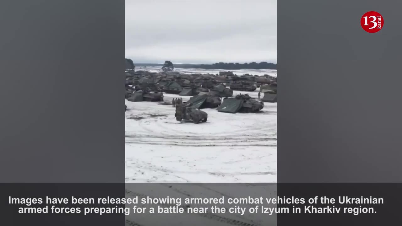 Hundreds of Ukrainian equipment spotted preparing for battle near Izyum - drone footage