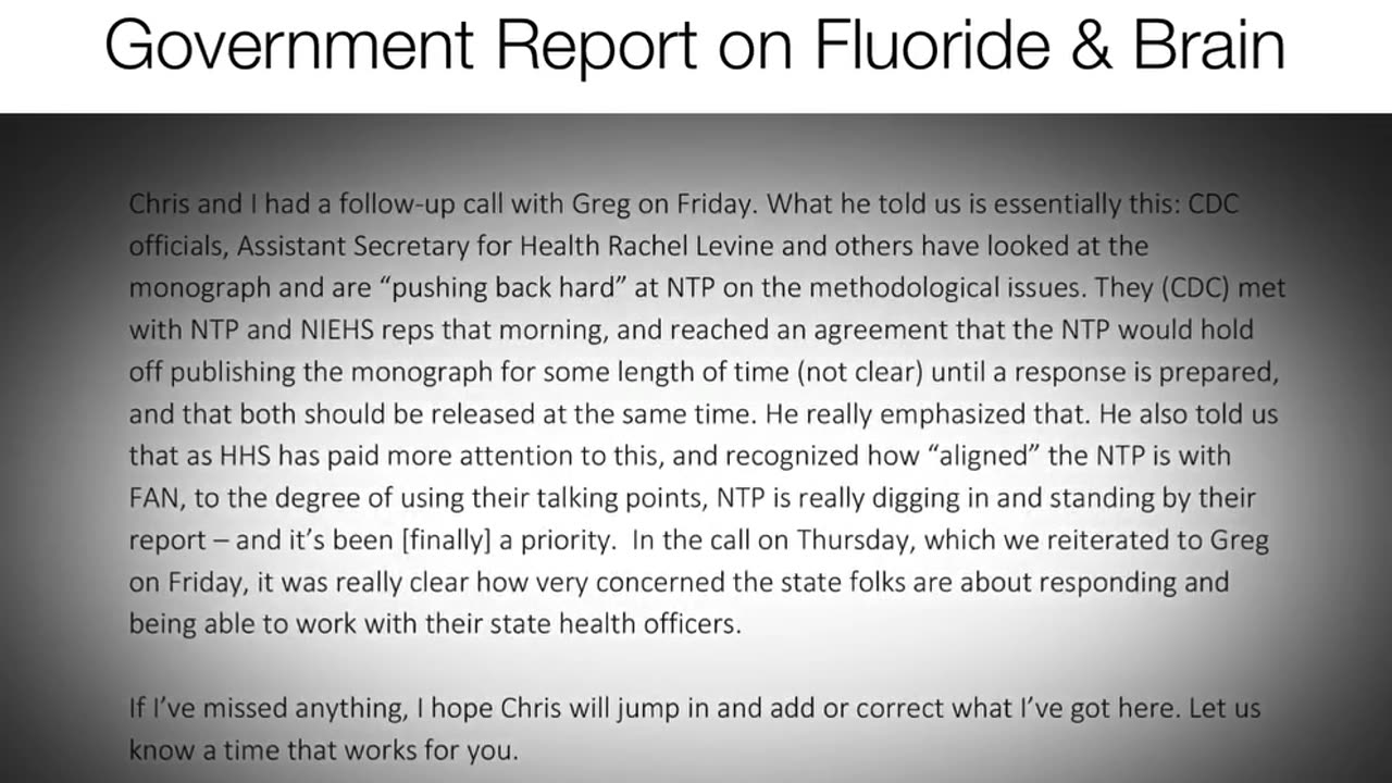 Emails reveal government suppression on report of fluoride effects on the brain.