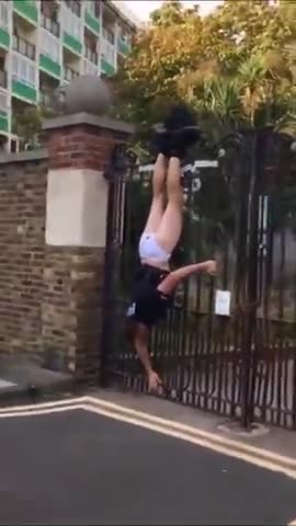 Cop gets stuck upside down on a fence and poops his pants!
