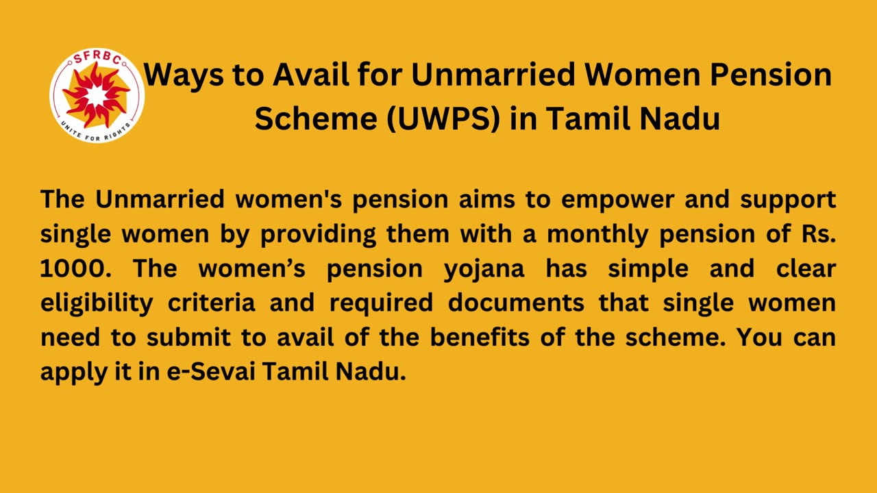 How can a Women Clime her Unmarried women pension in TN