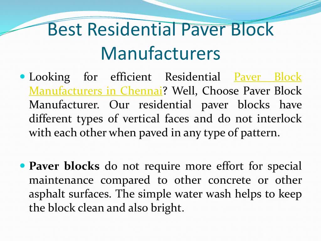 Paver Block Manufacturers in Chennai