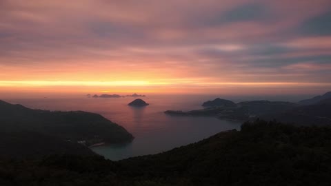 The view of the sea island in the evening