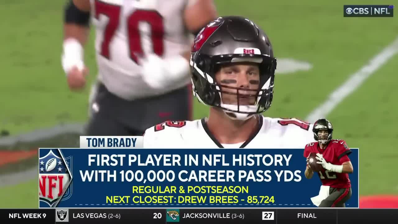 Tom Brady throws for 100,000 career passing yards