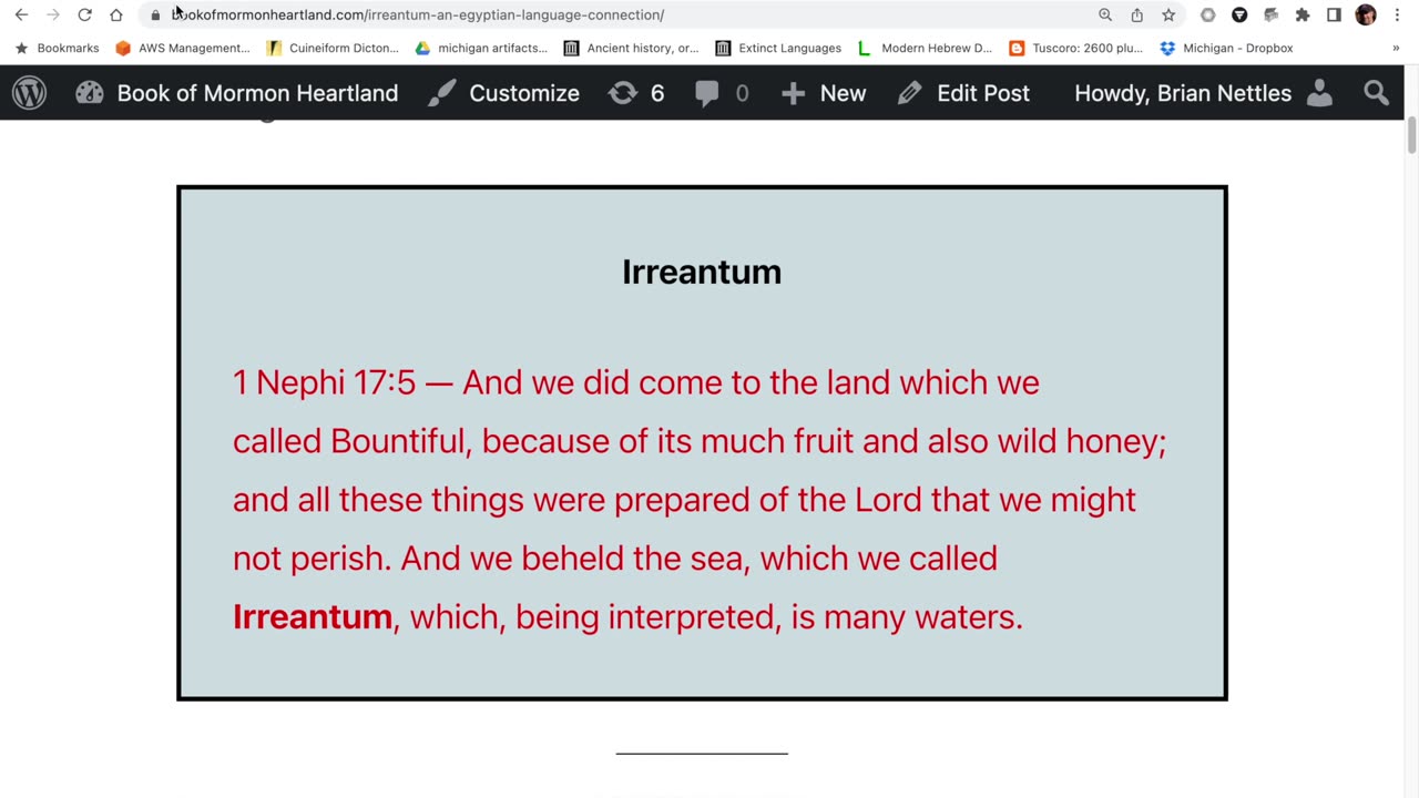 Irreantum - An Egyptian Connection in the Book of Mormon