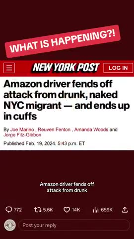 NYC migrant attacks Amazon driver