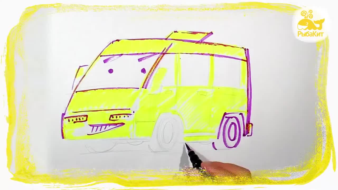 How to draw a minibus (Gazelle), Marker ZOOM, Fish Whale