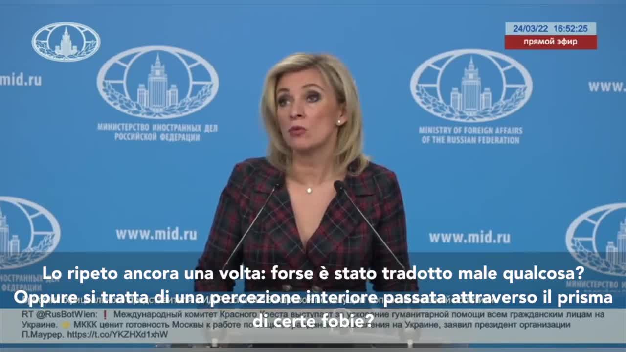 Maria Zakharova - Intervista Alexey Paramonov distorta dall'Italia in maniera volgare e cinica"