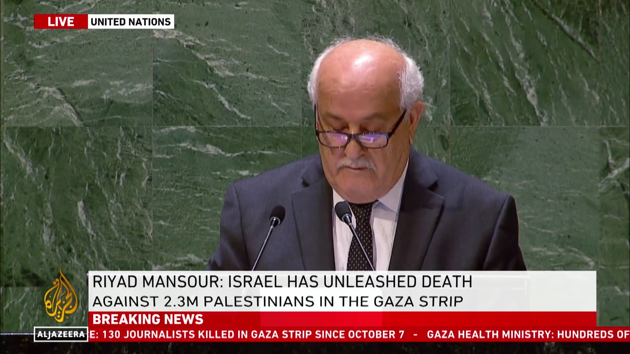 UNGA Address: Palestinian ambassador urges immediate action against Israeli