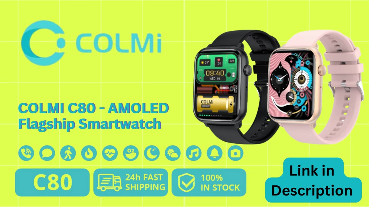 COLMI C80 Smartwatch 1.78 Inch AMOLED Screen 100 Sports Modes