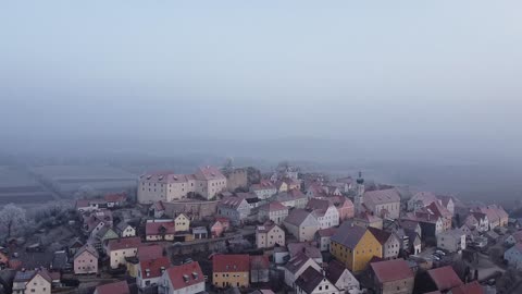 Beautiful town Coverd in fog