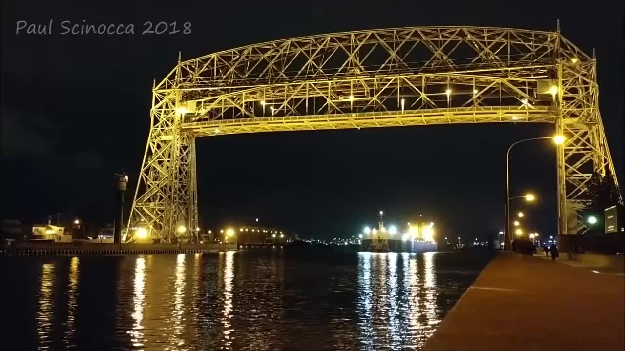 Well lit! The American Mariner Departing Duluth with ore