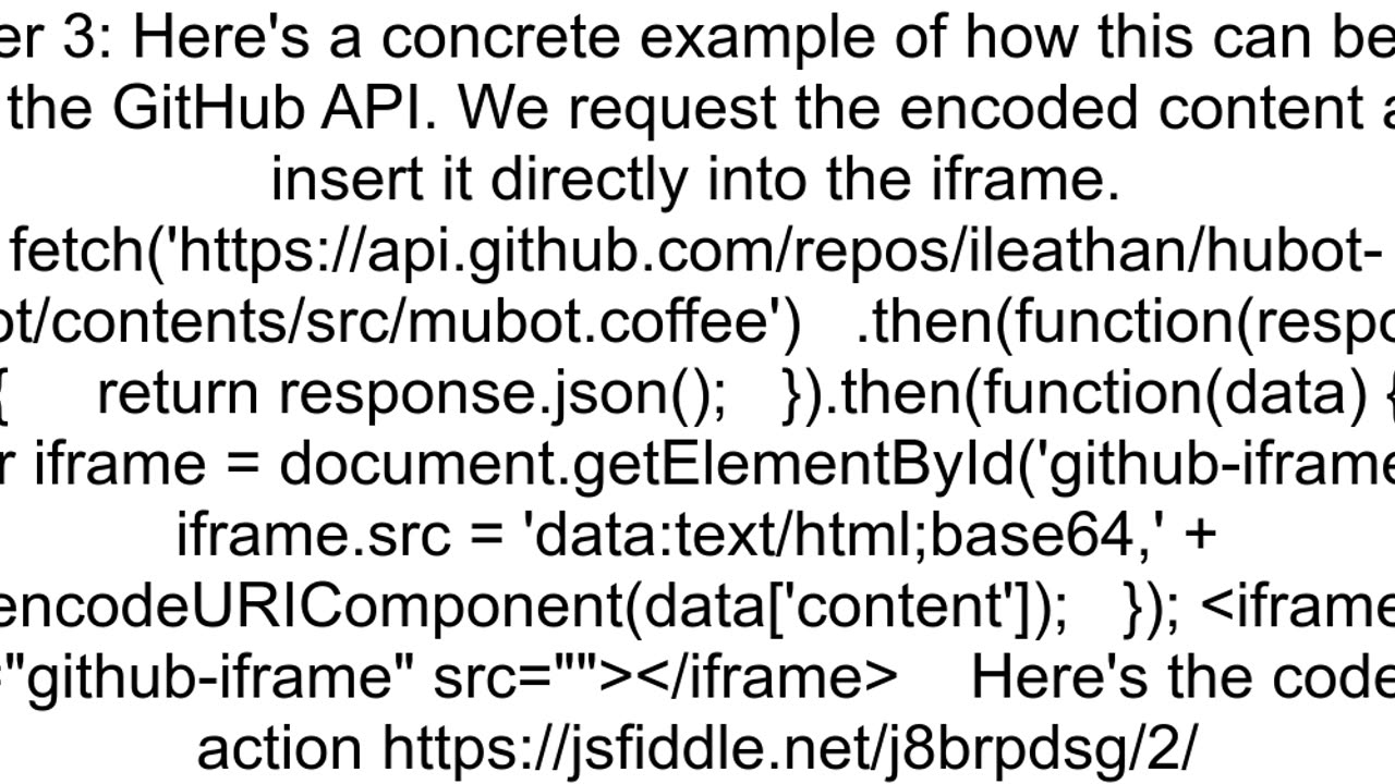 Is there a way to embed github code into an iframe