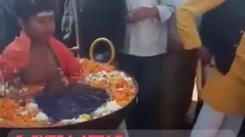 Kid being boiled in oil.