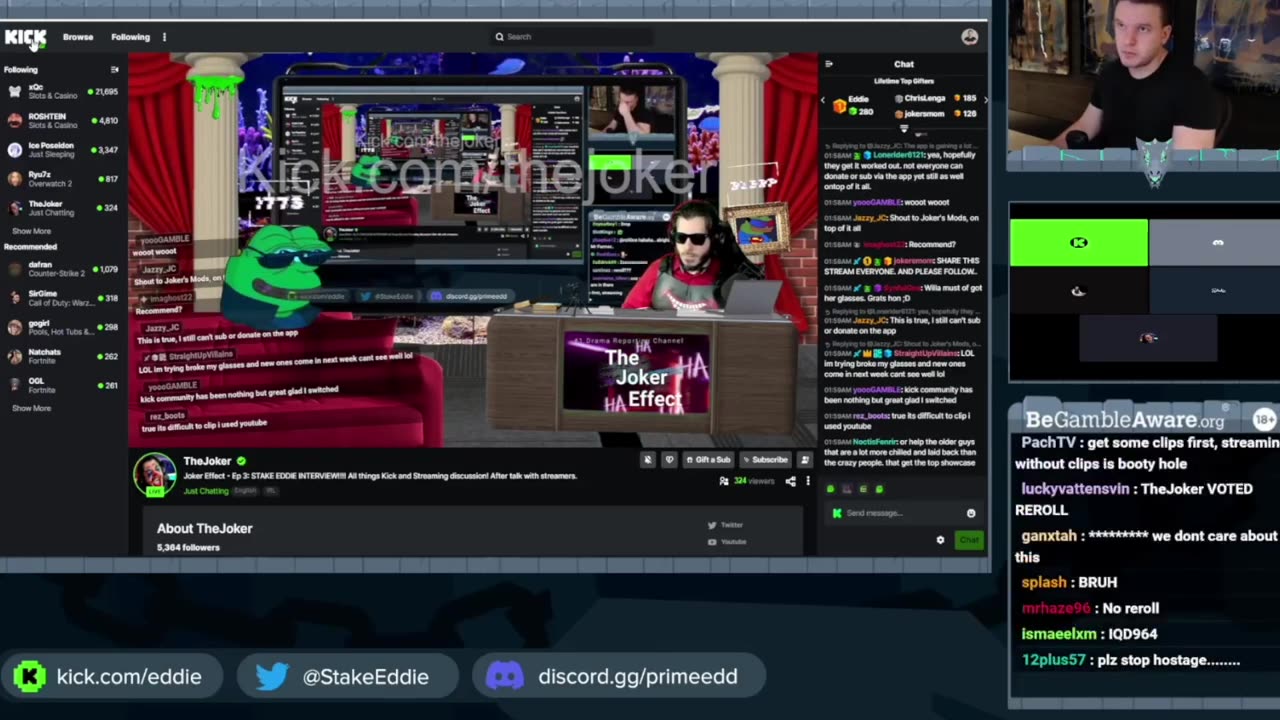 StakeEddie KICK OWNER EDDIE GIVES KICK UPDATES +ANTI VIEWBOTS +CONSOLE SUPPORT+ADS #kickstreaming