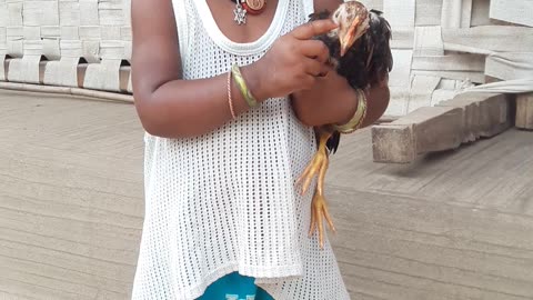 baby and little baby hen