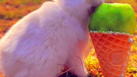 Cute rabbit eating like a child😍😍😁😁😁