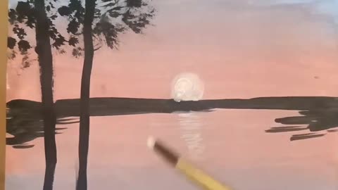 Beautiful Moon Scenery Painting పెయింటింగ్ వీడియో Arts Zindhagi #painting#shorts