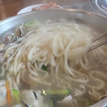 Manila clame oyster noddle of Korean restaurant