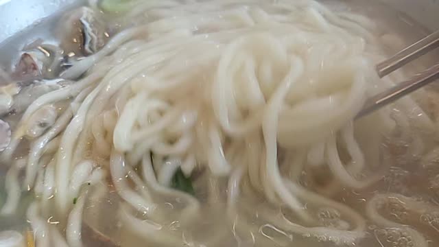 Manila clame oyster noddle of Korean restaurant