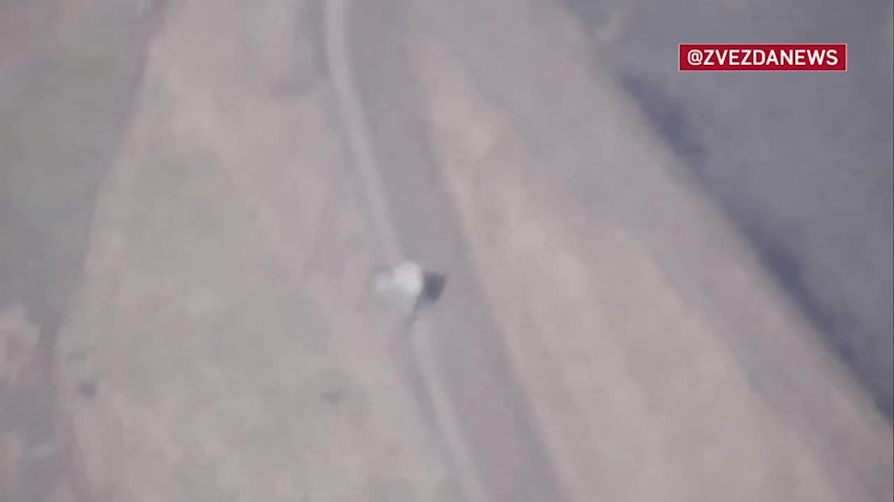 This is how the destruction of an AFU pickup truck looks like from the camera of a kamikaze drone.