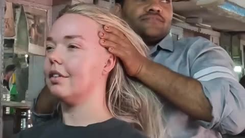 Crazy Cosmic Indian Head Massage! 🇮🇳 #shorts