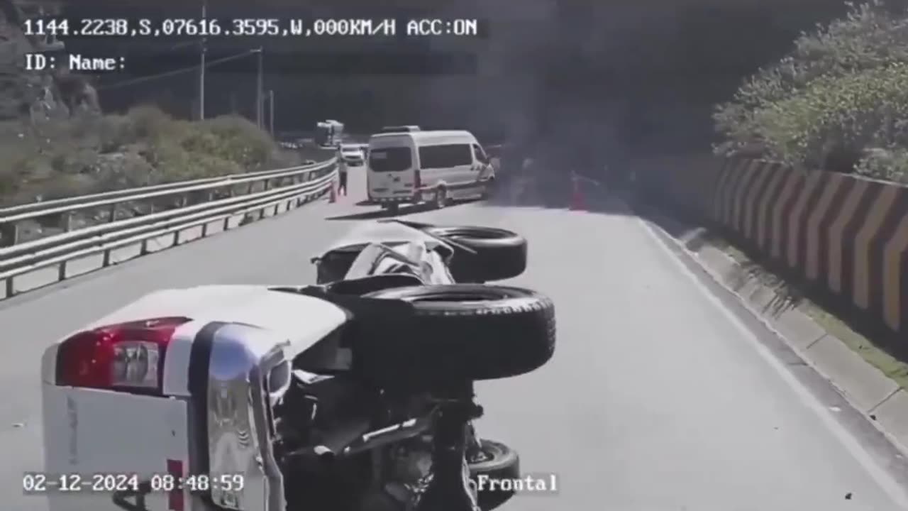 Boulder Crushes Car in Peru