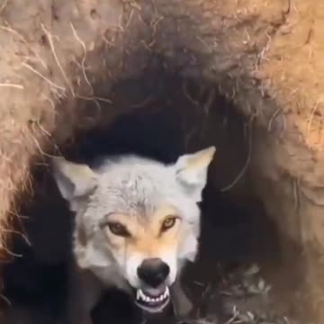 Watch as a female coyote defends her puppies as the camera man gets too close