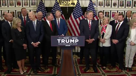 Trump Gives Press Conference at NRSC HQ After Capitol Hill Meeting