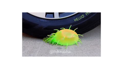 experiment car vs toilet paper , bucket and balls