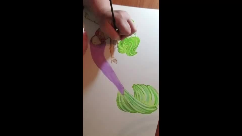 Purple Mermaid Letter R painting