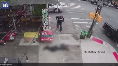 Chilling moment NYPD cop guns down armed shooter, 51, 'who fired an airsoft pistol at officer'