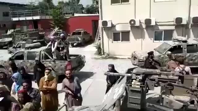 Taliban commander Abdul Hamid Hamasi inspects US-made armored vehicles in #Kabul.