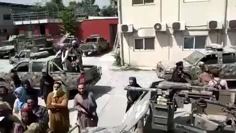 Taliban commander Abdul Hamid Hamasi inspects US-made armored vehicles in #Kabul.