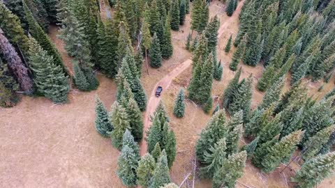 Arial view of a jeep off-roading