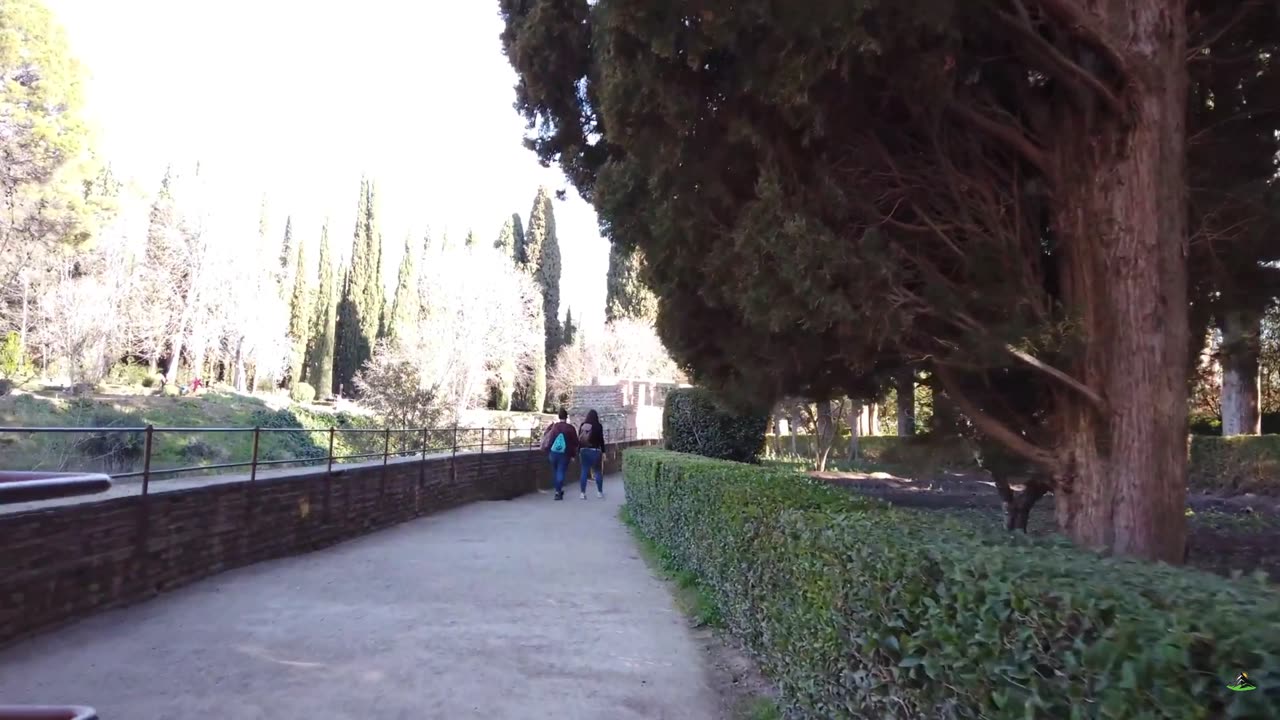 Walking in the ALhambra Partial Garden - Granada Spain