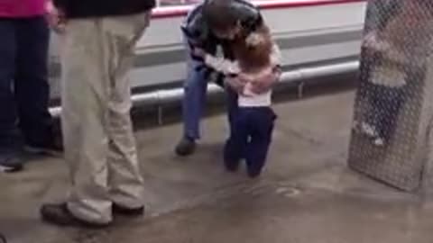 Toddler escaped mommy for a brief few seconds to show love at store