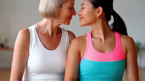 Older & Younger Yoga - Lesbian Kissing 💋