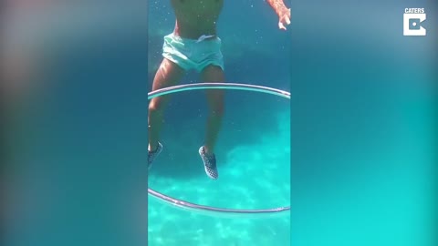 jellyfish gets caught in bubble ring